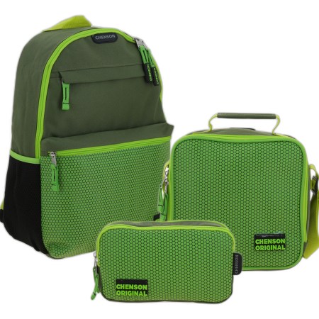 Kit Escolar Mochila Lonchera Y Lapicera Chenson Original Chuasen Color Verde