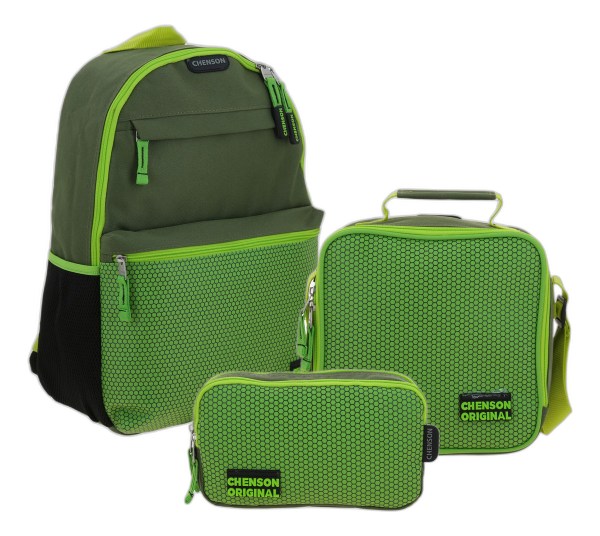 Kit Escolar Mochila Lonchera Y Lapicera Chenson Original Chuasen Color Verde