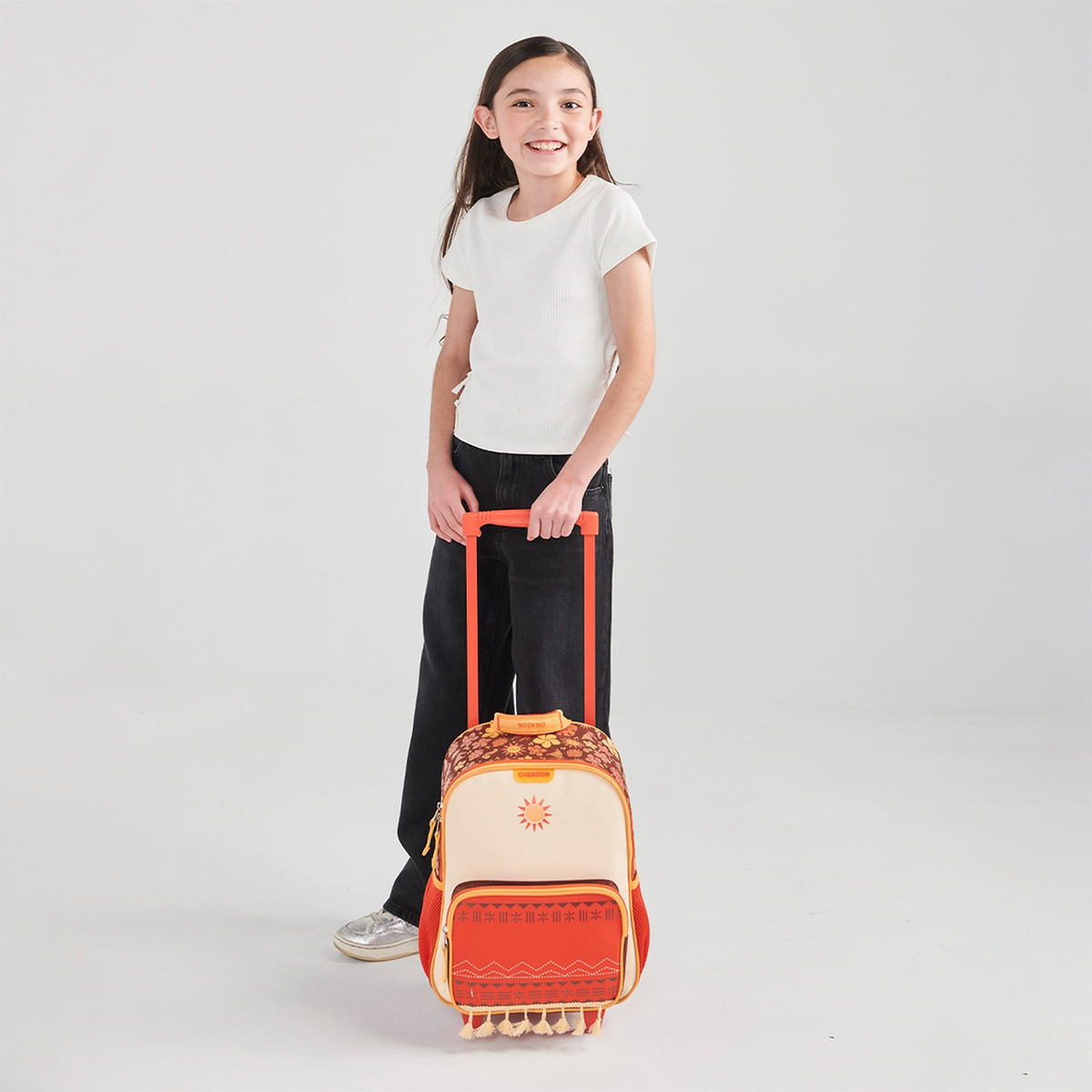 Mochila Escolar A Ruedas Chenson Princesas Tefiti Pr70663-e Naranja Niñas - Imagen 6