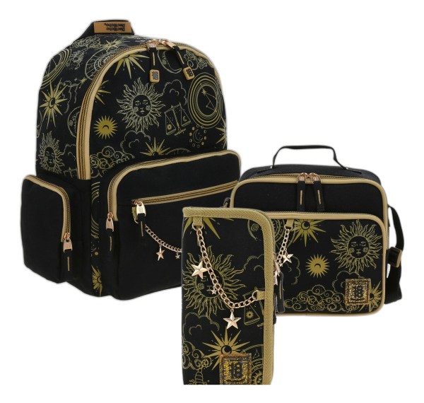 Kit Mochila Lonchera Y Lapicera Chenson 1818 Suria Color Negro