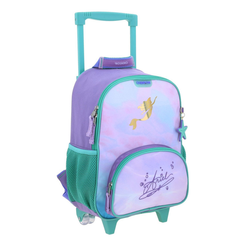 Mochila Princesas Sirenita Ariel Deeper Kinder Con Carro Pr70269-v - Imagen 4