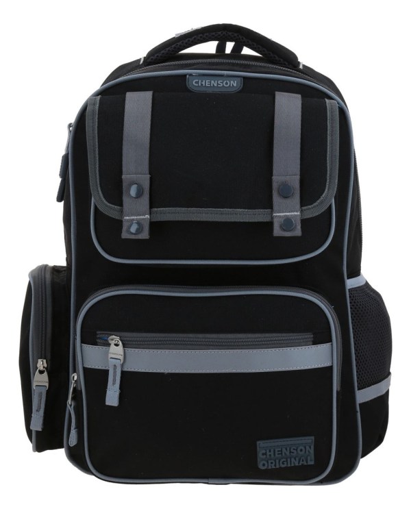 Mochila Grande Chenson Strong Multiples Bolsillos Reflejante Color Negro Diseño De La Tela Liso