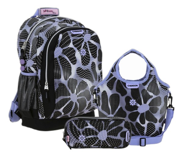 Kit Escolar Chenson Happy Girl Mochila Lonchera Y Lapicera Color Negro Quiz