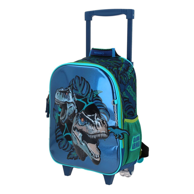 Mochila Dinosaurio Raptors Kinder Con Carro Co70579-9 Color Azul Marino - Imagen 2