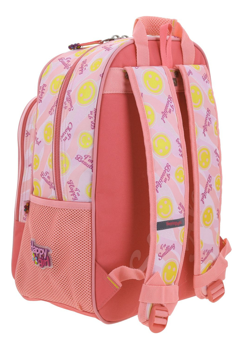 Mochila Grande Escolar Chenson Happy Girl Smil Para Niña Primaria Color Rosa Diseño De La Tela Lisa - Imagen 6