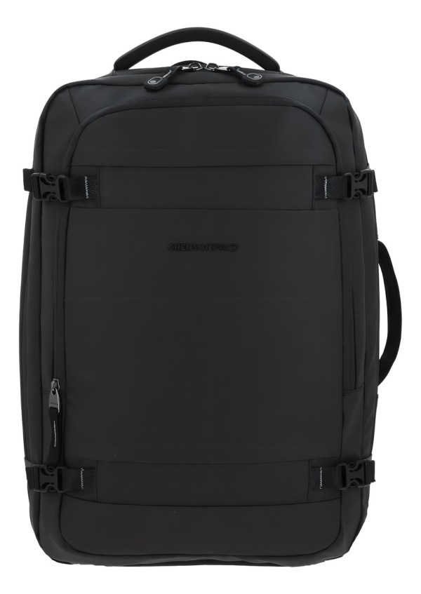 Mochila Grande Chenson Pro Rambo Color Negro Porta Laptop Diseño De La Tela Lisa