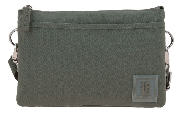 Crossbody Bandolera Mediano Chenson 1818 Zilp Unisex Acabado De Los Herrajes Níquel Color Verde Correa De Hombro Verde Diseño De La Tela Lisa