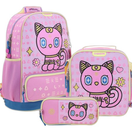 Kit Escolar Chenson Happy Girl Mochila Lapicera Lonchera Color Rosa Primaria