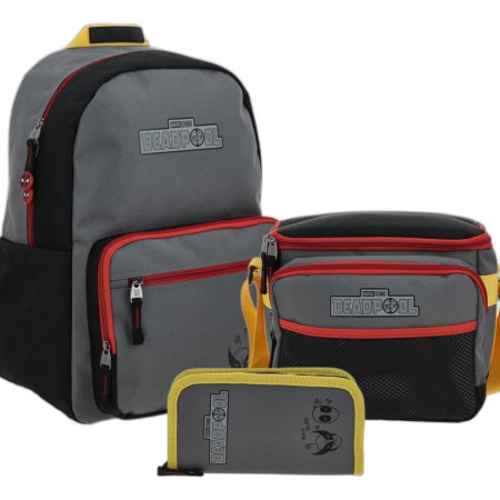 Kit Escolar Mochila Lapicera Y Lonchera Chenson Deadpool Pulver Gris