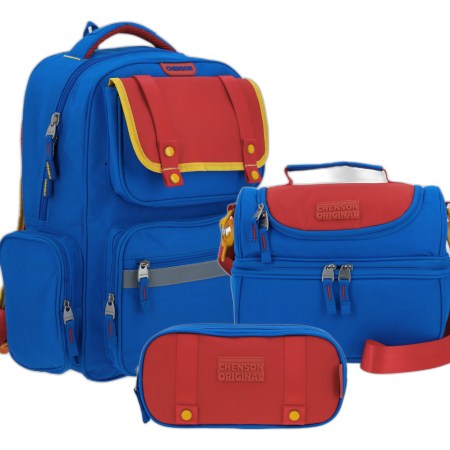 Kit Escolar Chenson Original Mochila Lonchera Y Lapicera  Strong Color Azul Y Rojo
