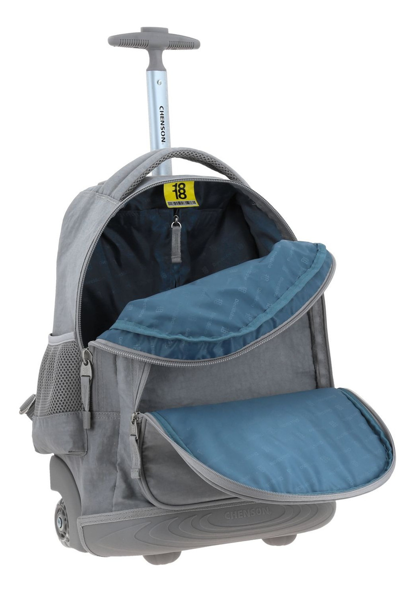Mochila Chenson Con Ruedas Color Gris Modelo Zilp 1870145-2 - Imagen 7