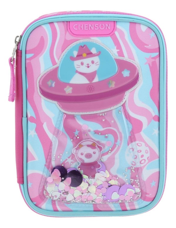 Lapicera Porta Lapices Chenson Happy Girl Ajua Niña Slime Color Rosa Lisa