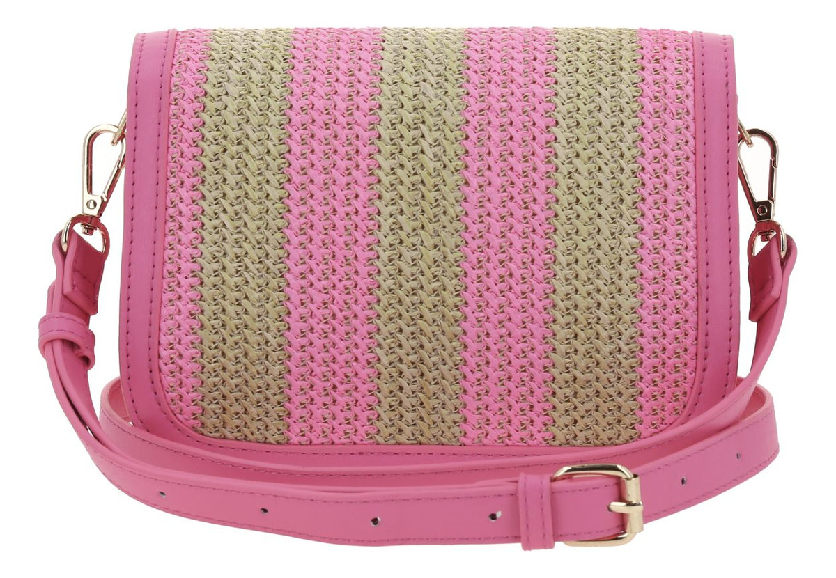 Bolso Crossbody Madison Chepina Rosa/negro Con Asa Larga Acabado De Los Herrajes Níquel Color Rosa Correa De Hombro Rosa Diseño De La Tela Lisa - Imagen 5