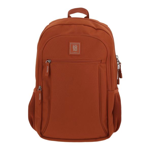 Mochila escolar juvenil 1818 by Chenson color naranja con amplios compartimentos