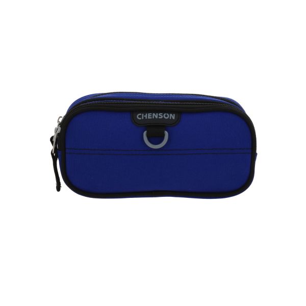 Lapicera escolar azul Chenson Clásico con doble compartimento y cierre