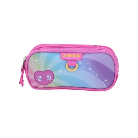Lapicera escolar Chenson Clásico rosa con doble compartimento para niños
