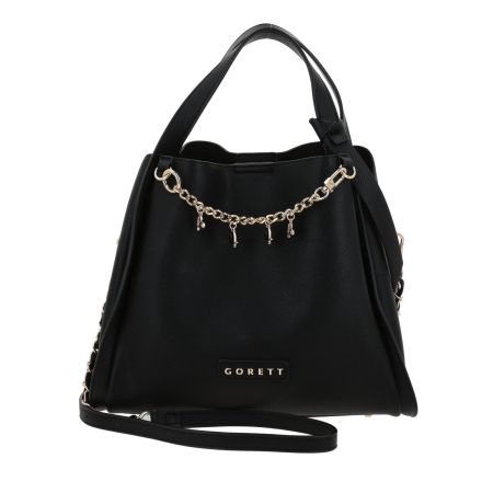 Bolsa de Mano para Dama Gorétt Negra con Asas Ajustables y Estilo Casual