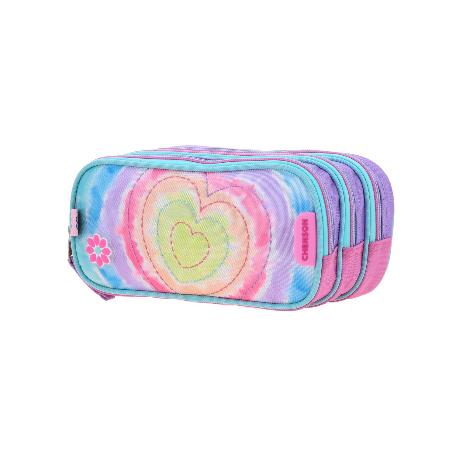 Lapicera escolar para niña Happy Girl rosa con triple compartimento - Imagen 2