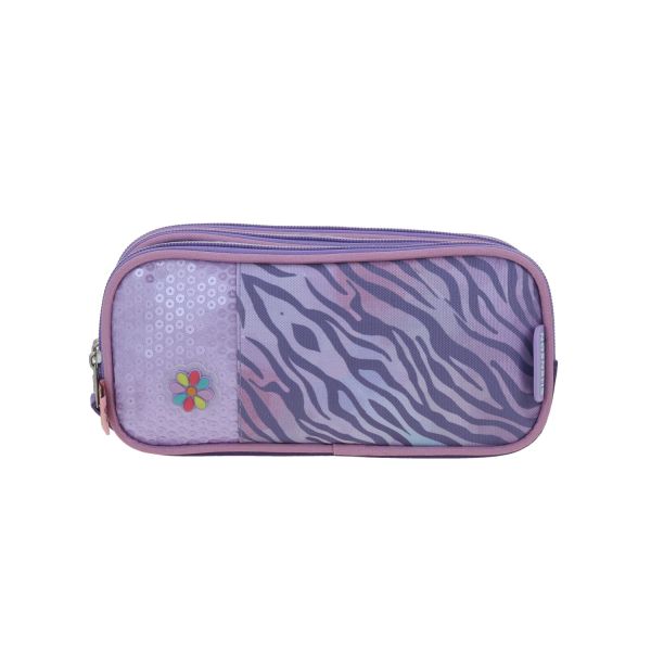 Lapicera escolar Happy Girl uva con triple compartimento - Ideal para niñas