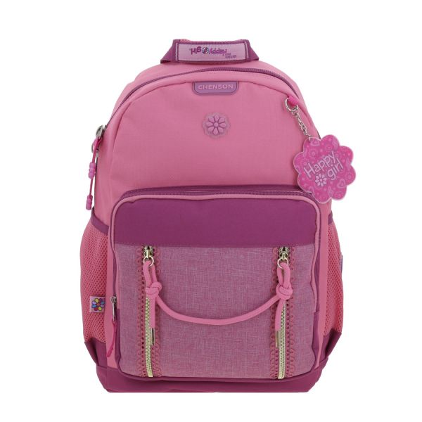 Mochila escolar para niña Happy Girl by Chenson en color rosa - Ideal para primaria