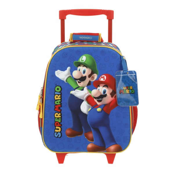 Mochila con Ruedas Mario Bros Azul para Niño - Práctica y Divertida