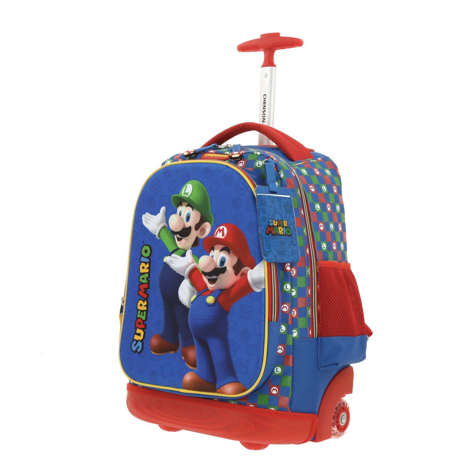 Mochila con Ruedas Mario Bros by Chenson Azul con Llantitas y Luz LED - Imagen 2