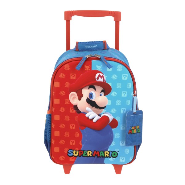 Mochila con Ruedas Mario Bros by Chenson Azul para Niños - Ideal para Primaria