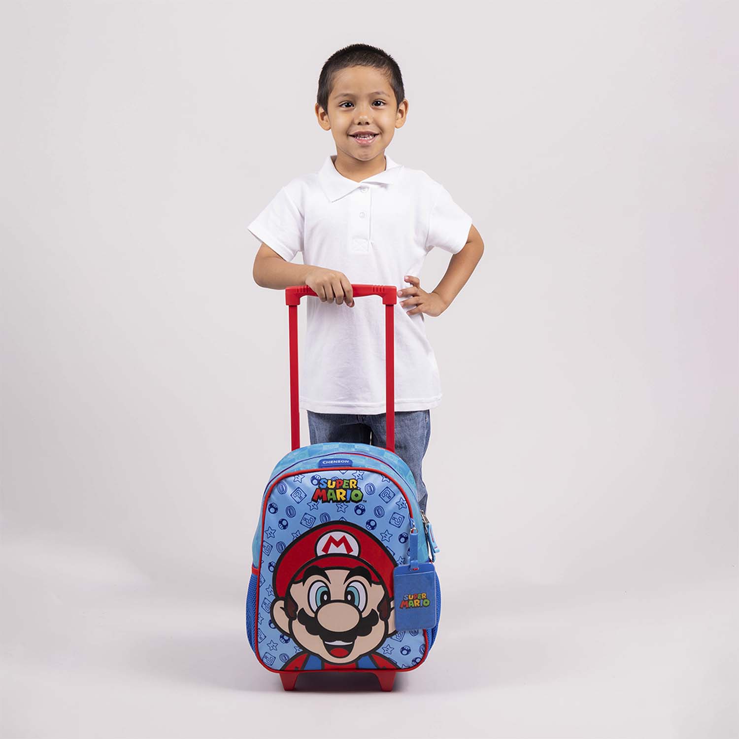 Mochila con Ruedas Mario Bros by Chenson Azul para Niño, Ideal para Primaria - Imagen 8