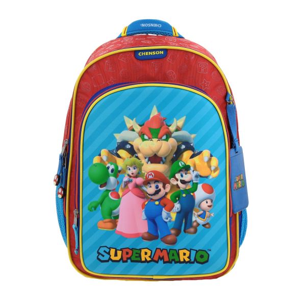 Mochila escolar Mario Bros by Chenson roja para niño con amplio compartimento