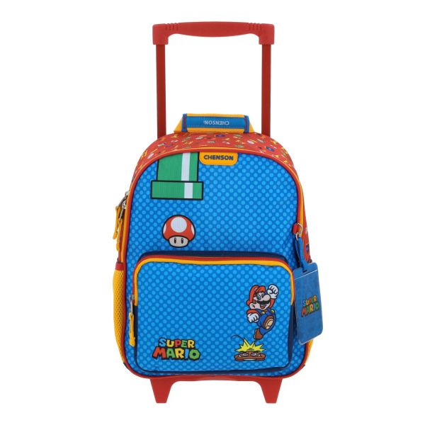 Mochila con Ruedas Mario Bros by Chenson Azul para Kinder - Diversión y Comodidad