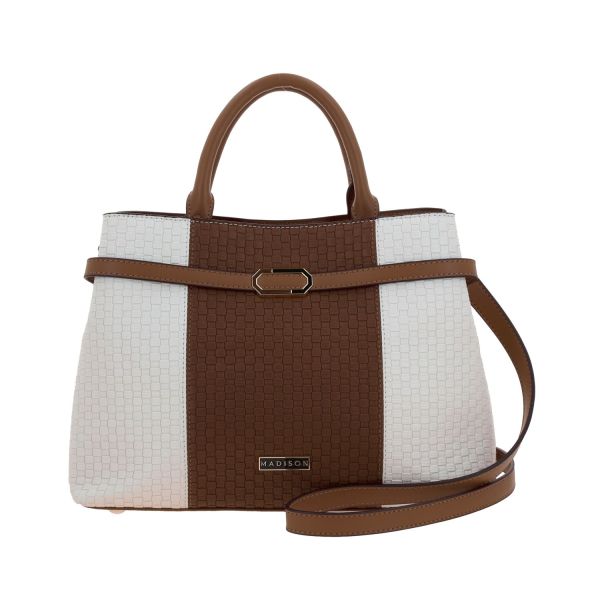 Bolsa de Mano para Dama Madison by Chenson Beige con Triple Compartimento